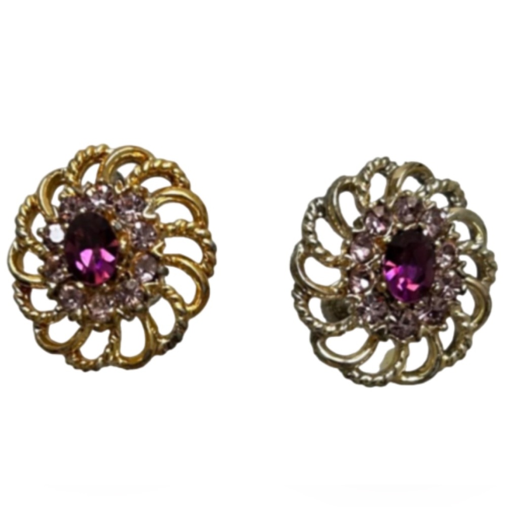CORO vintage amethyst(glass) earrings screw on